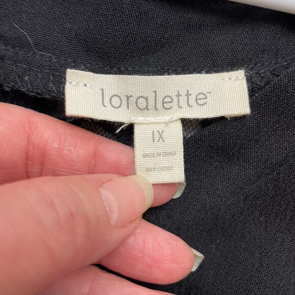 Loralette Tunic Top Blouse Womens 1X Gray V Neck Lace Back Flutter Sleeve Flowy - Picture 3 of 7